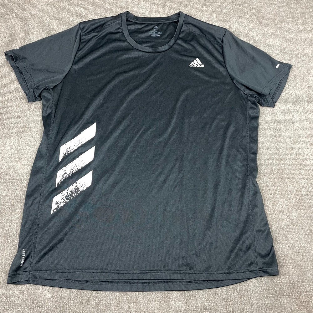 Adidas Aeroready Running T-Shirt Mens XL Black Chest Logo Athletic Sportswear
